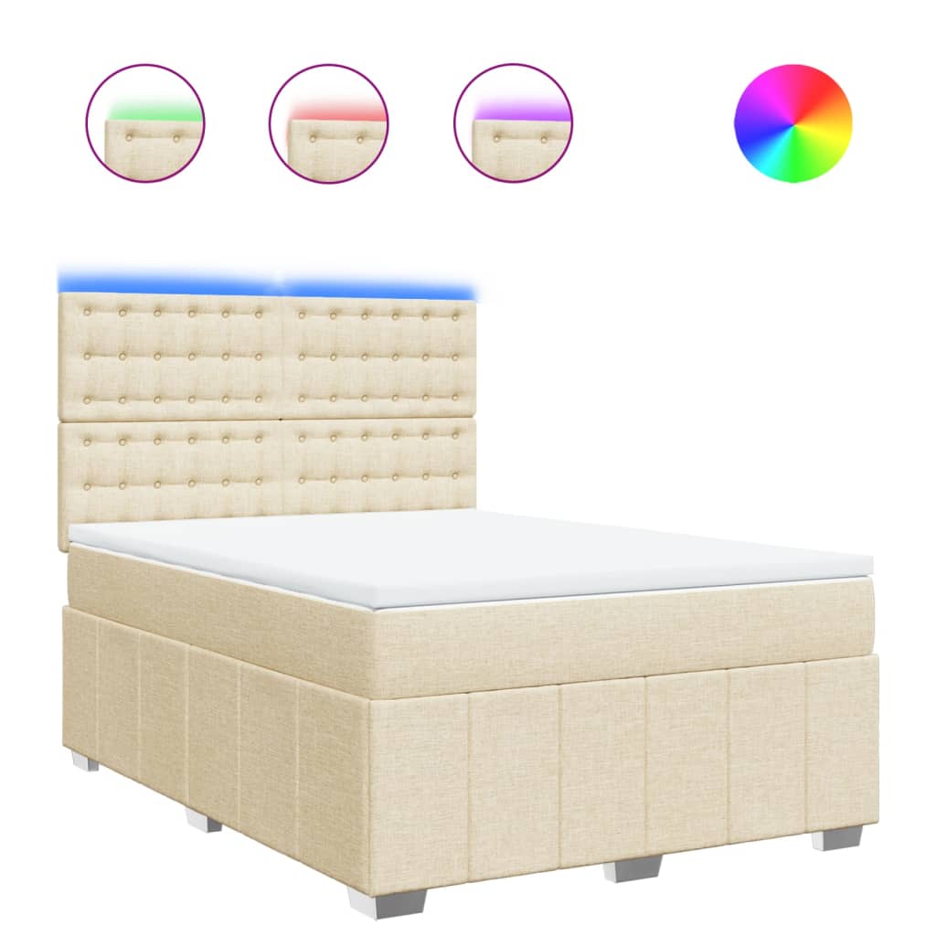 Boxspring met matras stof crèmekleurig 160x200 cm – afbeelding 2