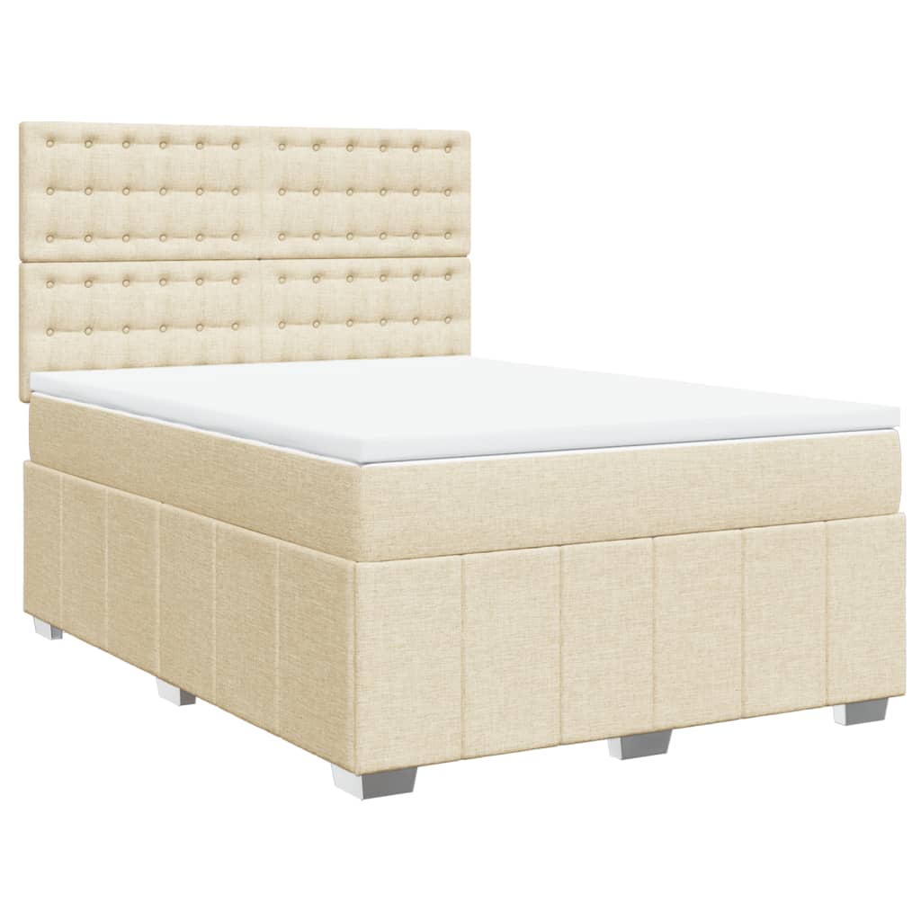 Boxspring met matras stof crèmekleurig 160x200 cm – afbeelding 3