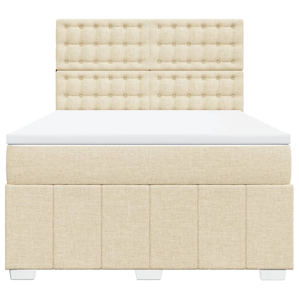 Boxspring met matras stof crèmekleurig 160x200 cm – afbeelding 6