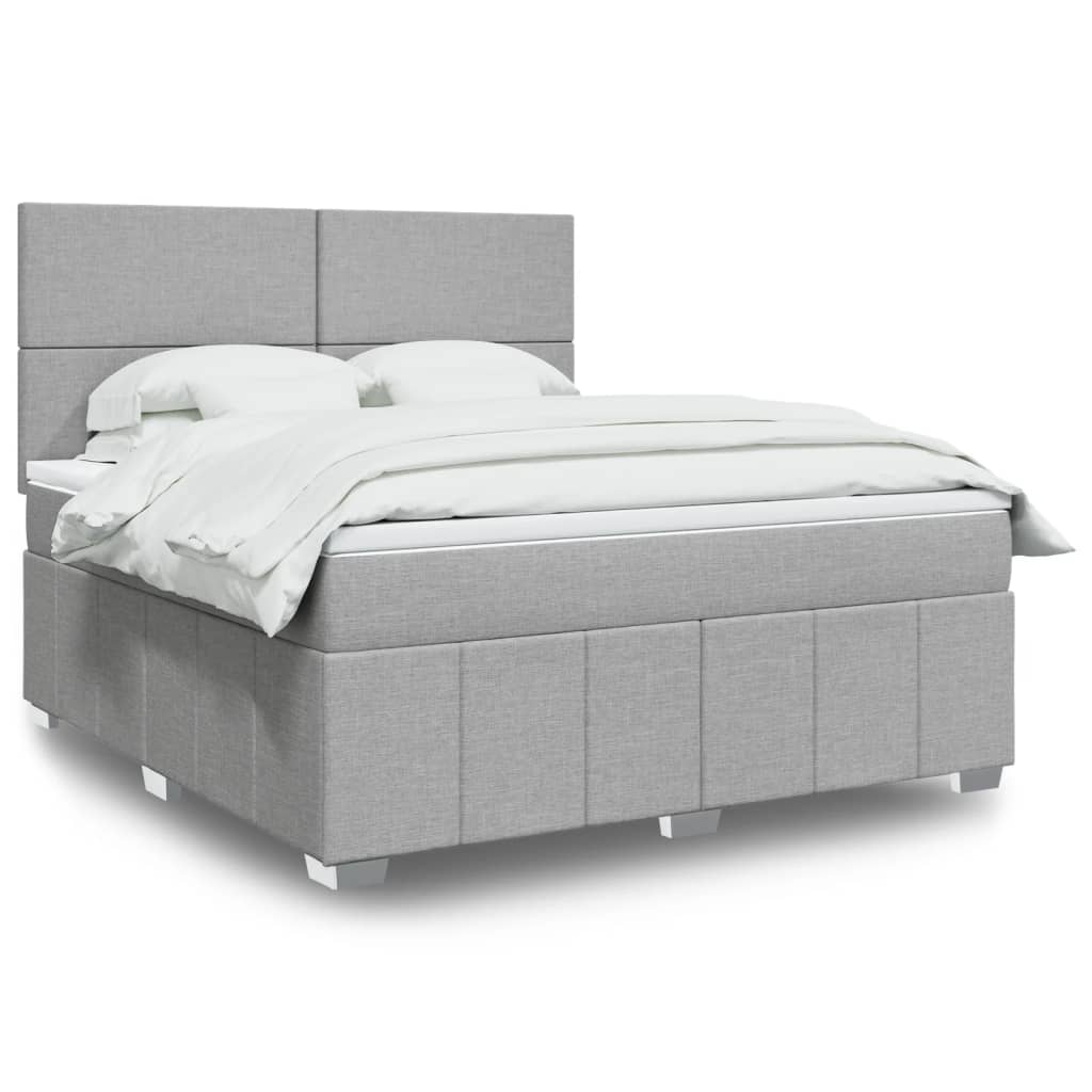 Boxspring met matras stof lichtgrijs 180x200 cm – afbeelding 1