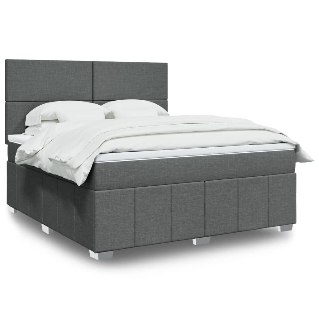 Boxspring met matras stof donkergrijs 180x200 cm – afbeelding 1