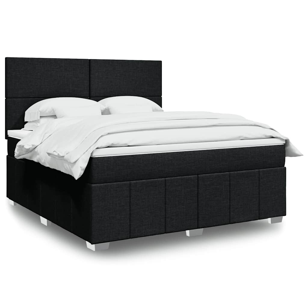 Boxspring met matras stof zwart 180x200 cm – afbeelding 1