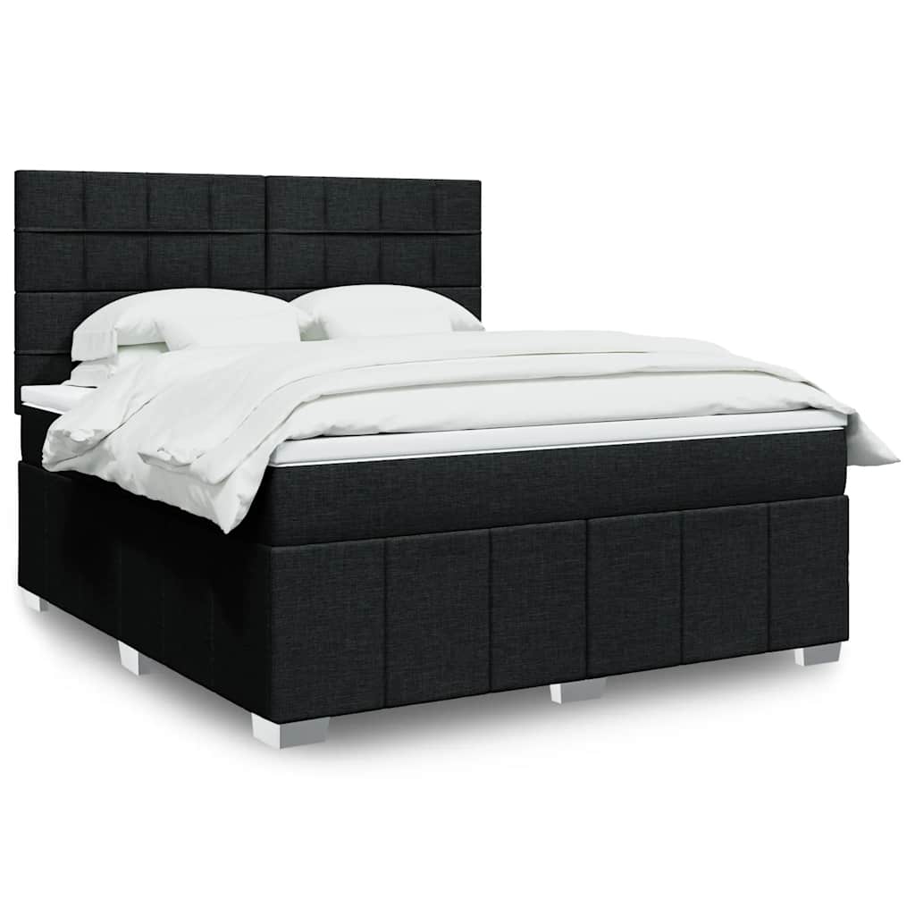 Boxspring met matras stof zwart 180x200 cm – afbeelding 1
