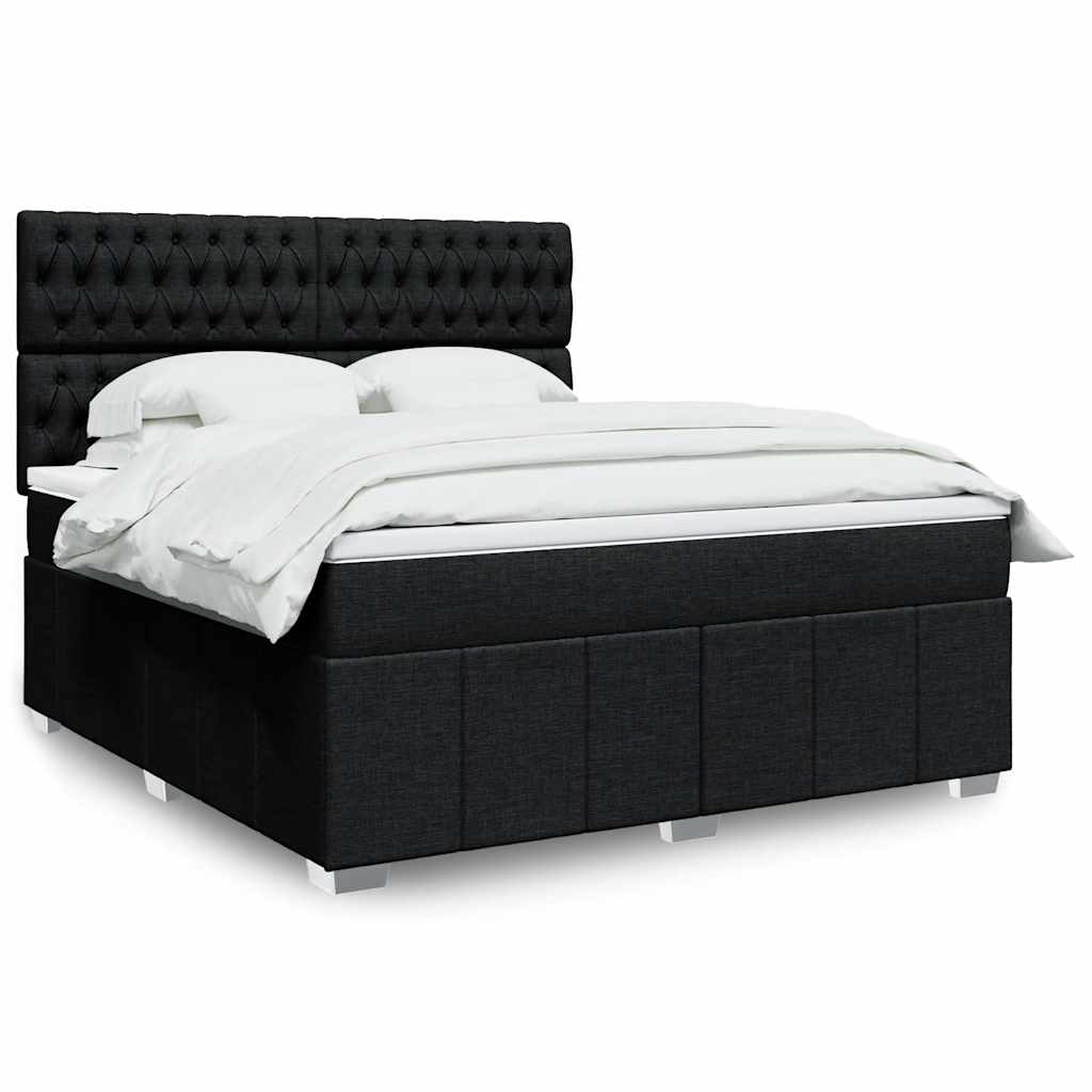 Boxspring met matras stof zwart 180x200 cm – afbeelding 1