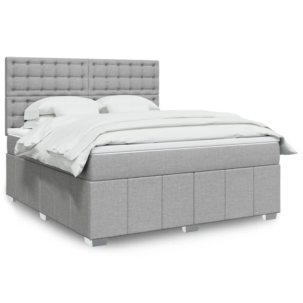 Boxspring met matras stof lichtgrijs 180x200 cm – afbeelding 1