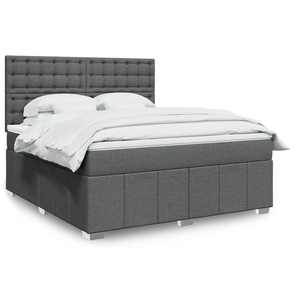 Boxspring met matras stof donkergrijs 180x200 cm – afbeelding 1
