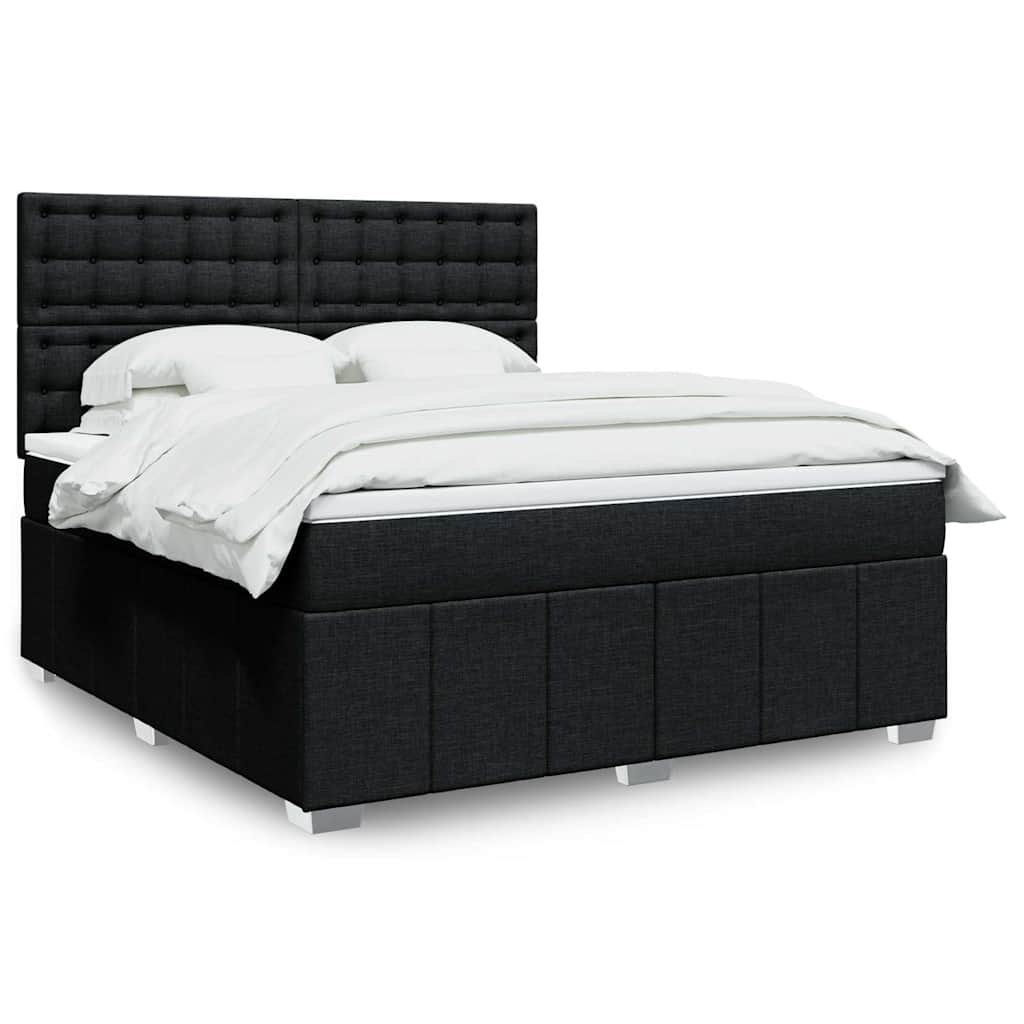 Boxspring met matras stof zwart 180x200 cm – afbeelding 1