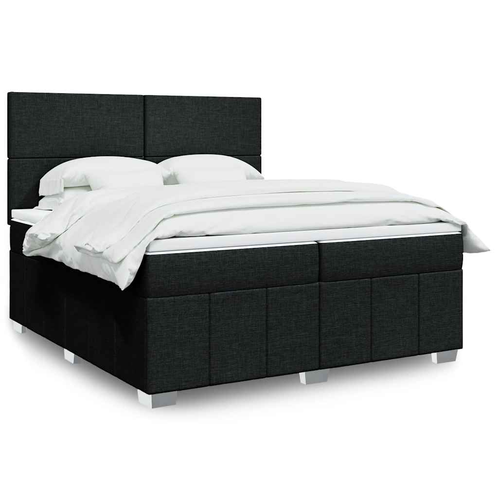 Boxspring met matras stof zwart 200x200 cm – afbeelding 1