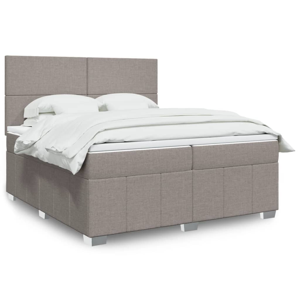 Boxspring met matras stof taupe 200x200 cm – afbeelding 1