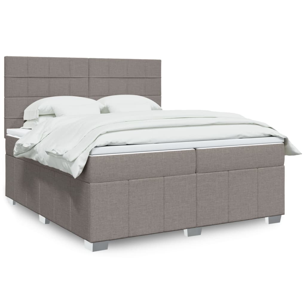 Boxspring met matras stof taupe 200x200 cm – afbeelding 1