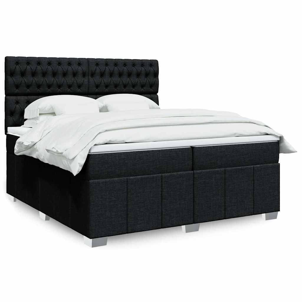 Boxspring met matras stof zwart 200x200 cm – afbeelding 1