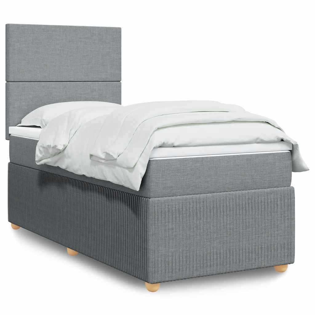 Boxspring met matras stof lichtgrijs 80x200 cm – afbeelding 1