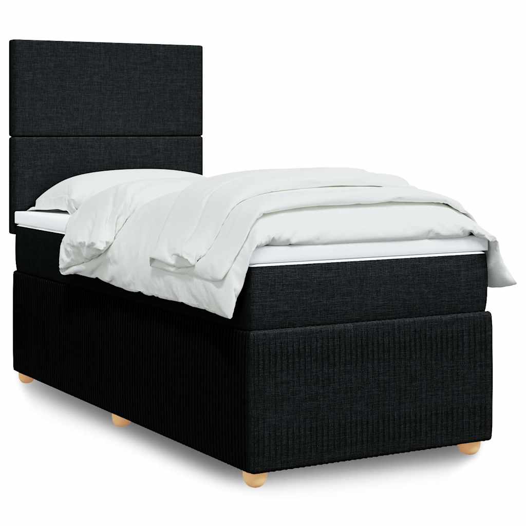 Boxspring met matras stof zwart 80x200 cm – afbeelding 1