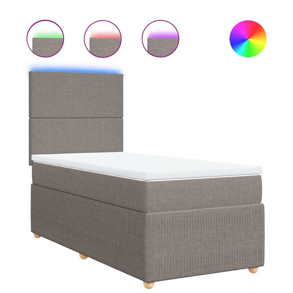 Boxspring met matras stof taupe 80x200 cm – afbeelding 2