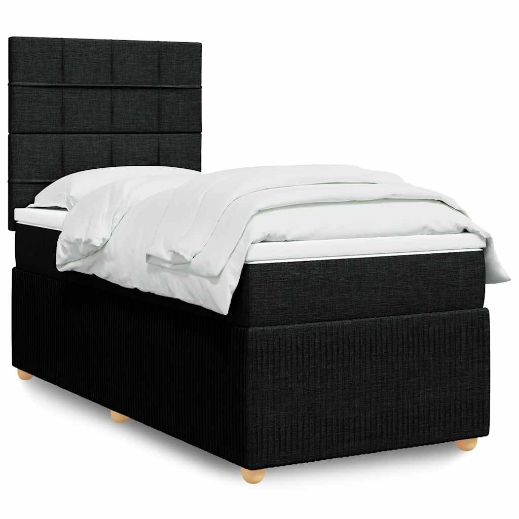 Boxspring met matras stof zwart 80x200 cm – afbeelding 1