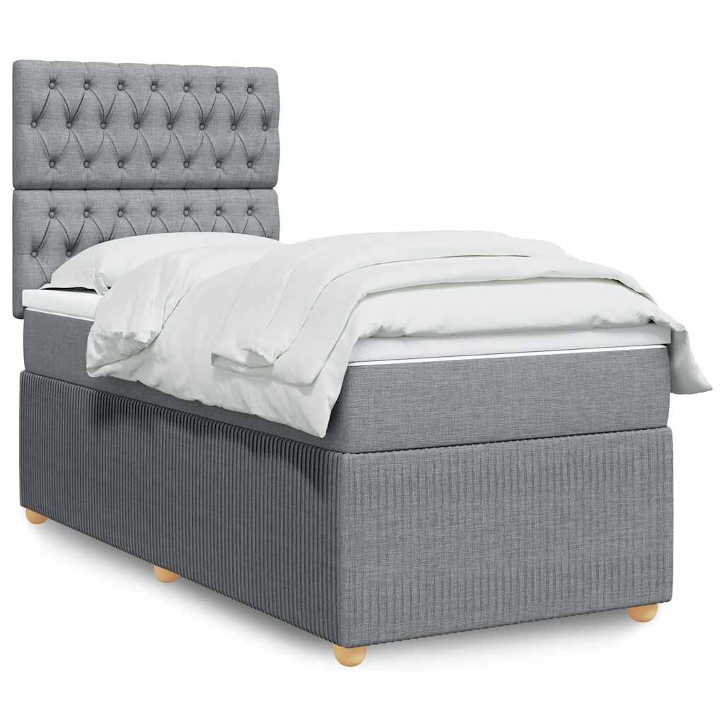 Boxspring met matras stof lichtgrijs 80x200 cm – afbeelding 1
