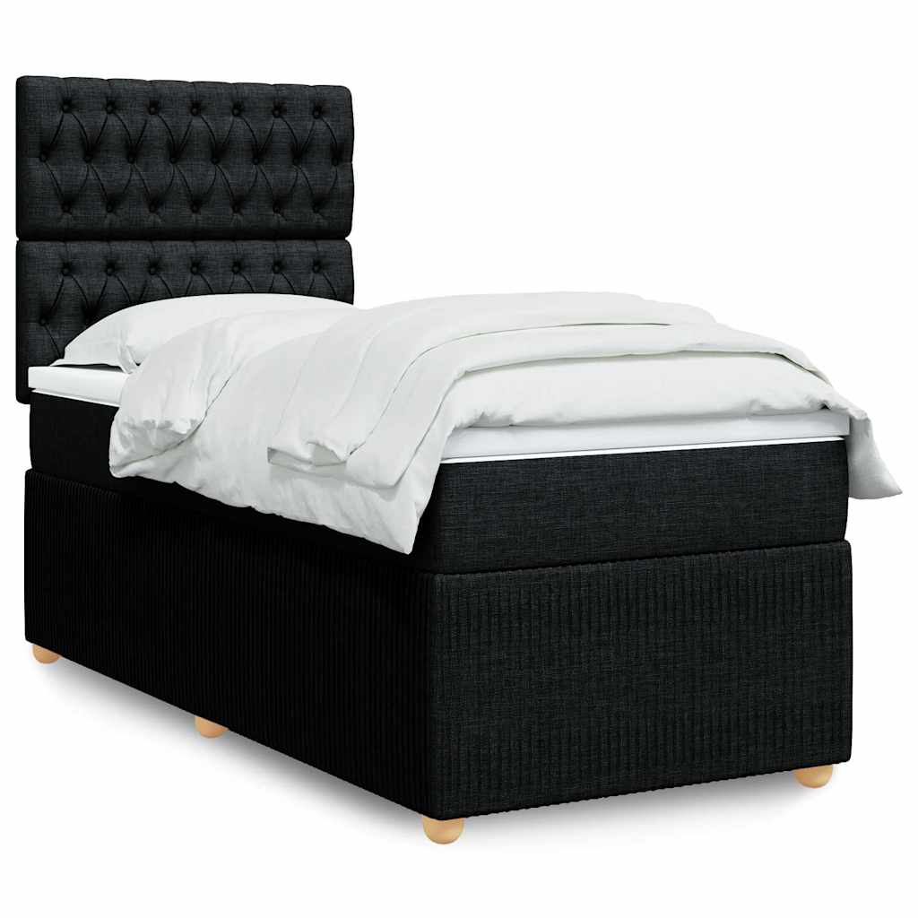 Boxspring met matras stof zwart 80x200 cm – afbeelding 1