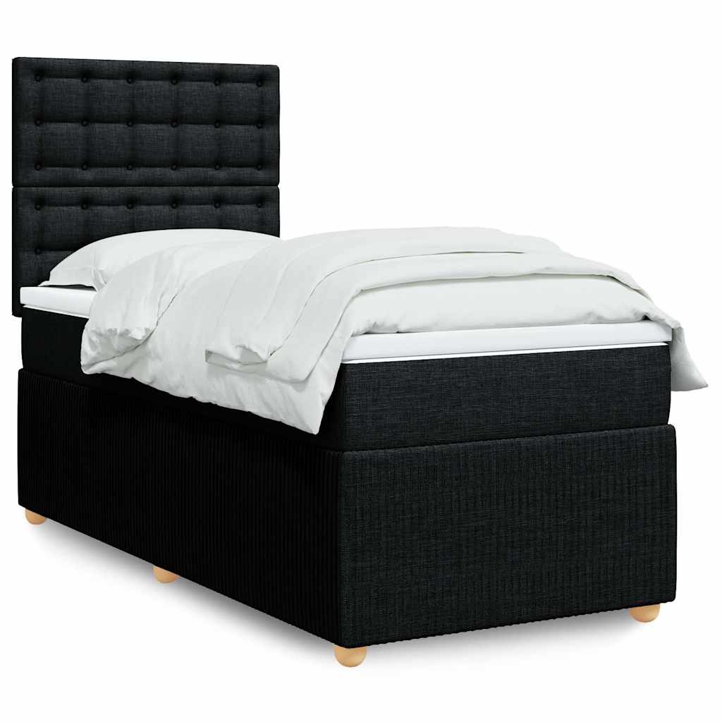 Boxspring met matras stof zwart 80x200 cm – afbeelding 1