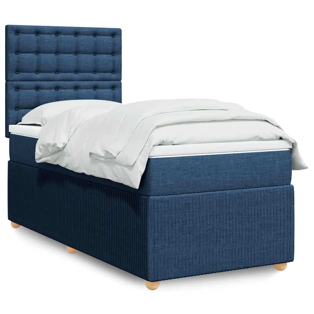 Boxspring met matras stof blauw 80x200 cm – afbeelding 1