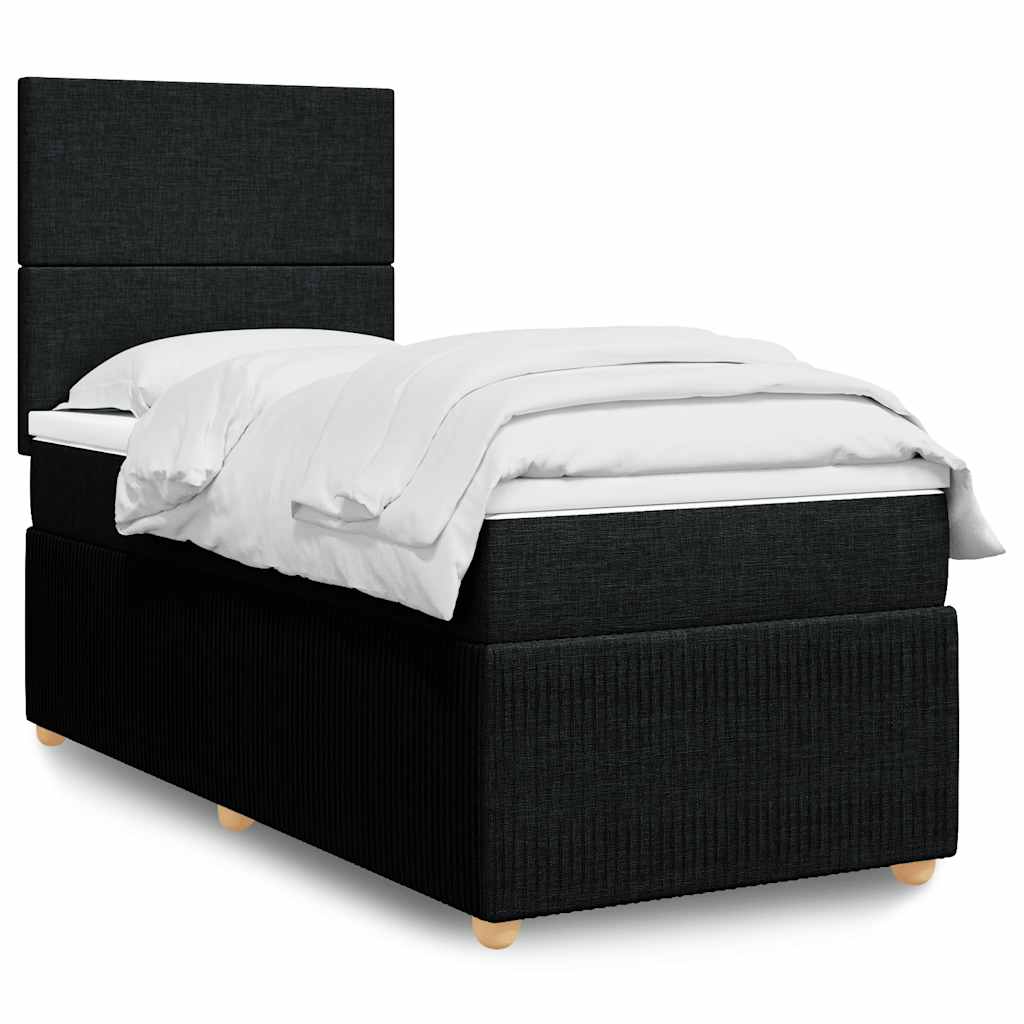 Boxspring met matras stof zwart 90x190 cm – afbeelding 1