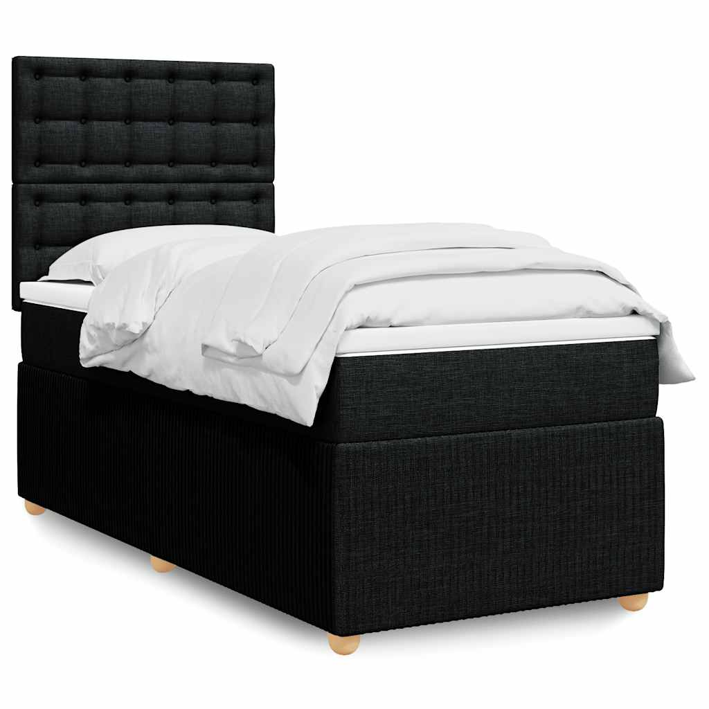 Boxspring met matras stof zwart 90x190 cm – afbeelding 1