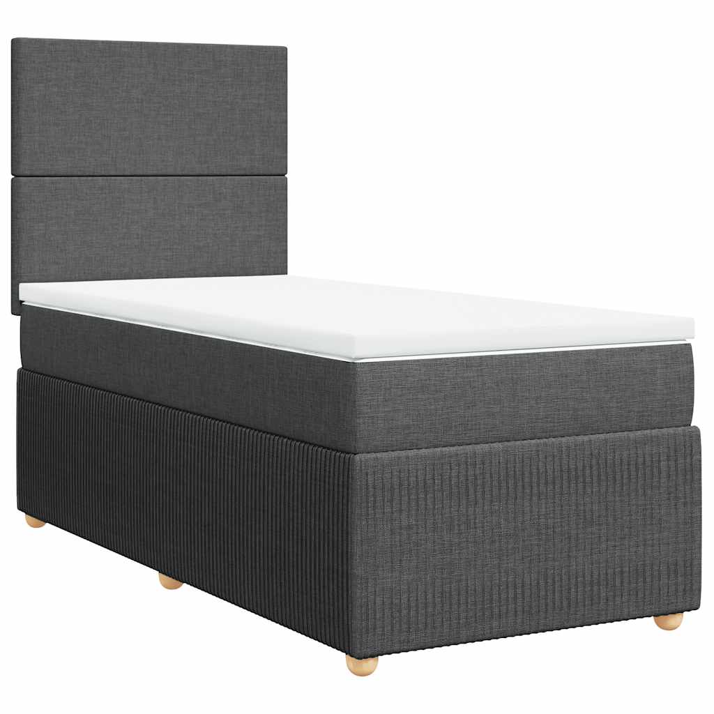 Boxspring met matras stof donkergrijs 90x200 cm – afbeelding 3