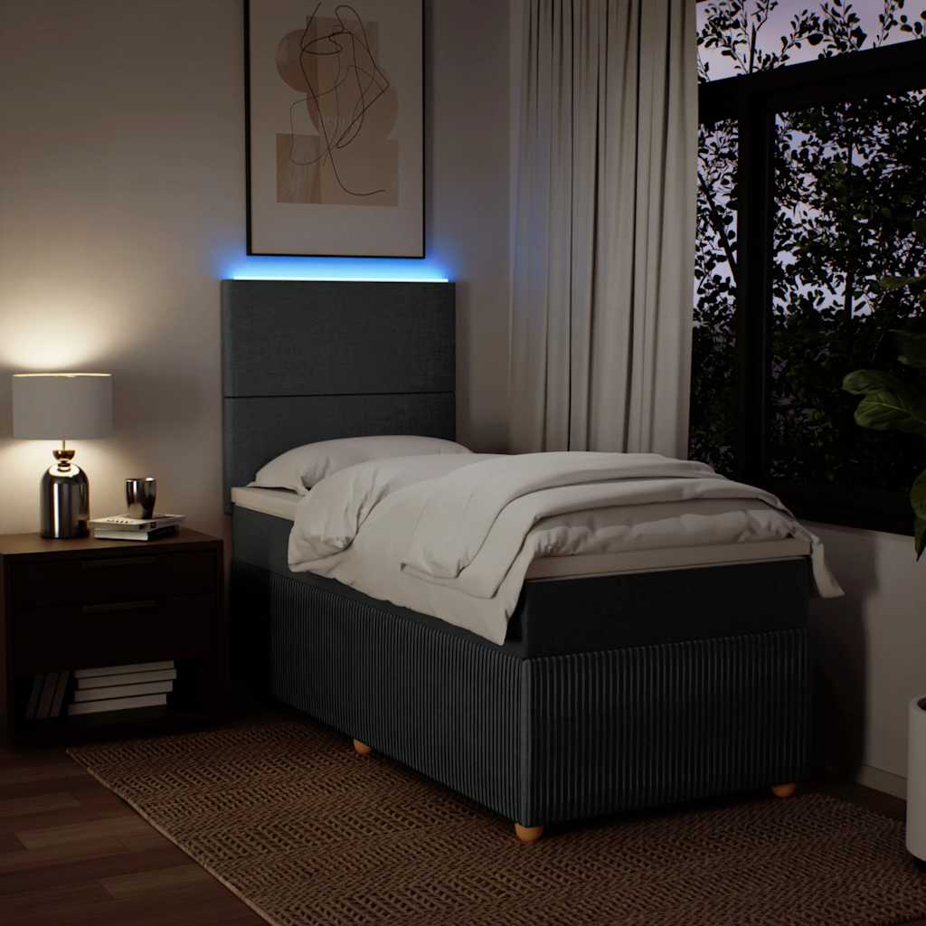 Boxspring met matras stof donkergrijs 90x200 cm – afbeelding 4