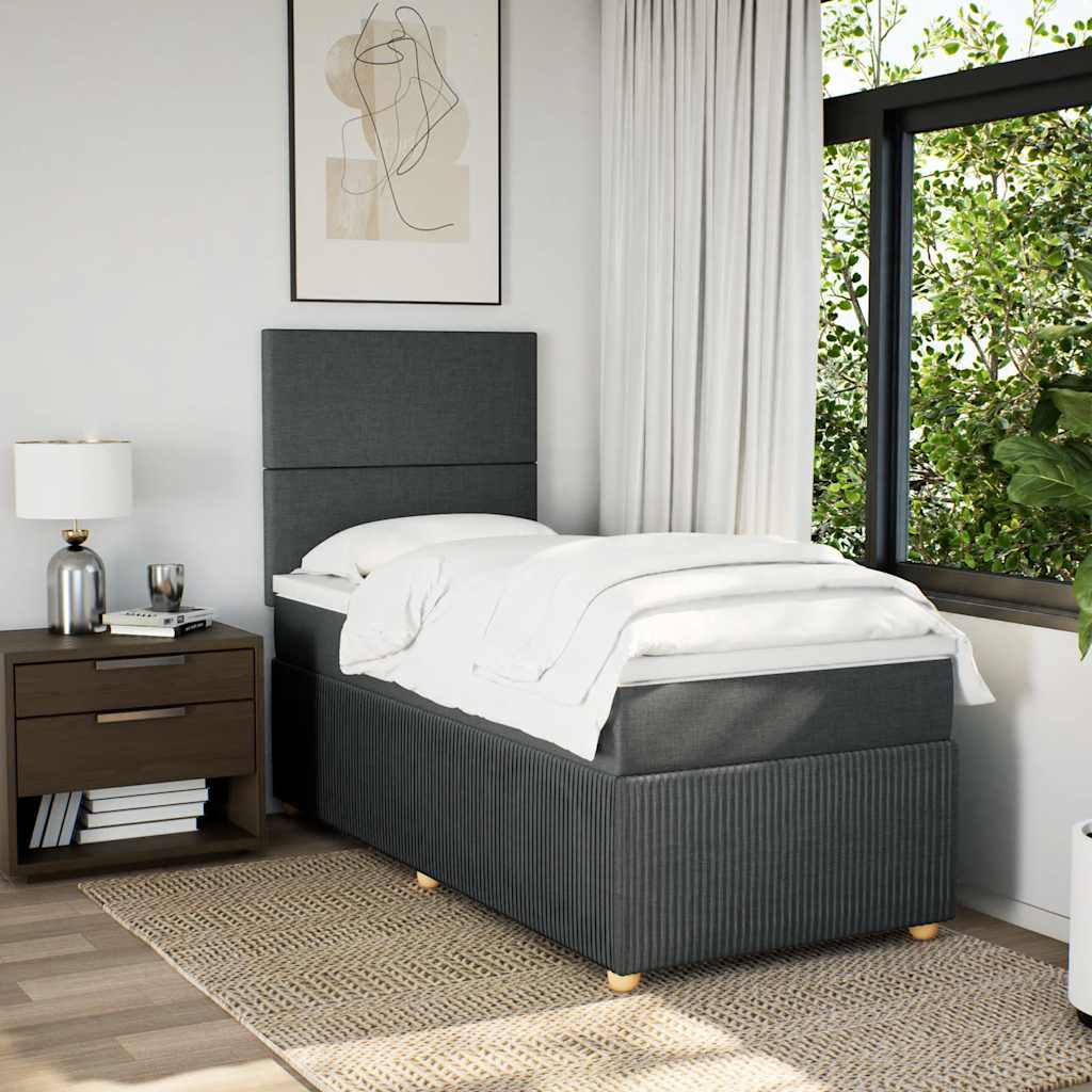 Boxspring met matras stof donkergrijs 90x200 cm – afbeelding 5