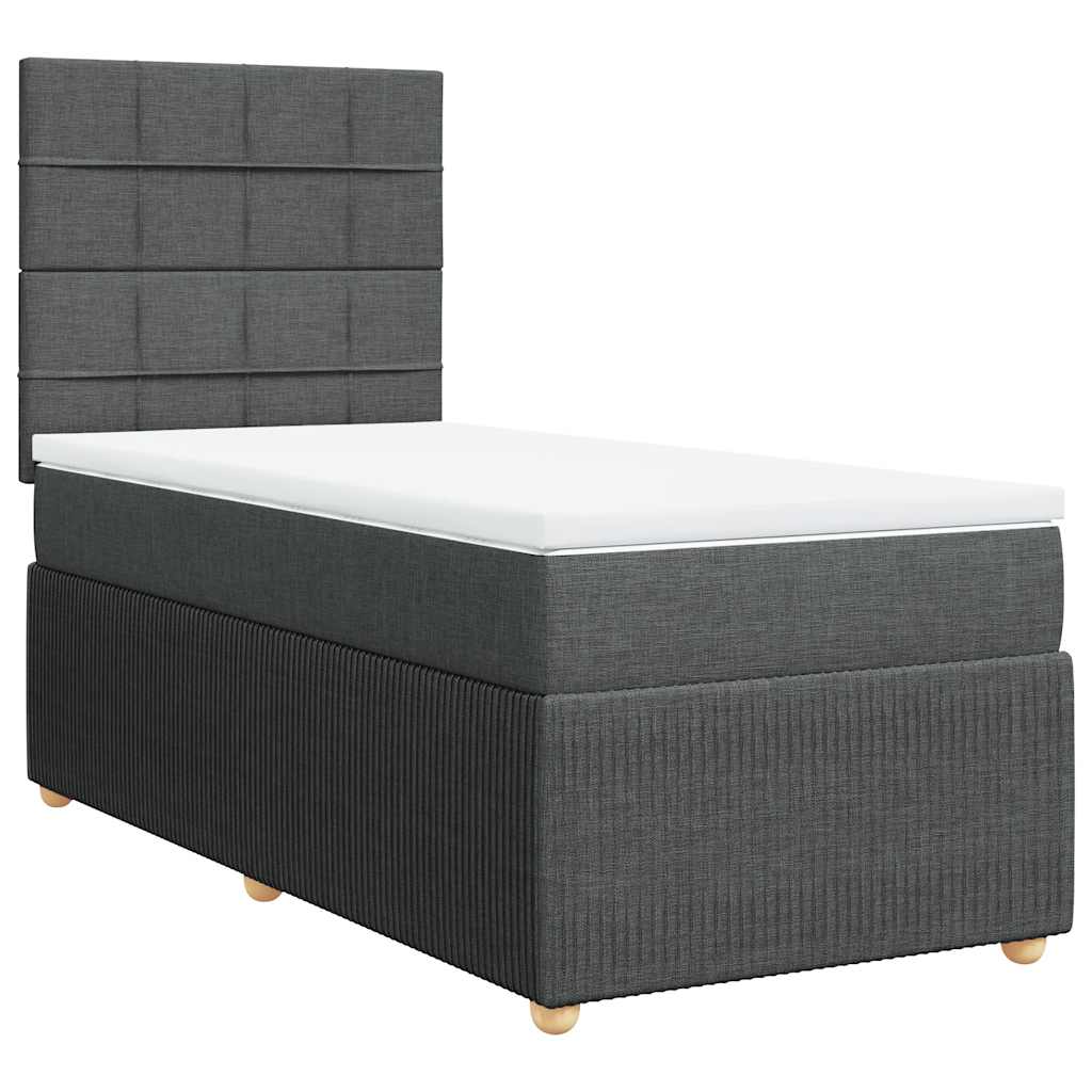 Boxspring met matras stof donkergrijs 90x200 cm – afbeelding 3