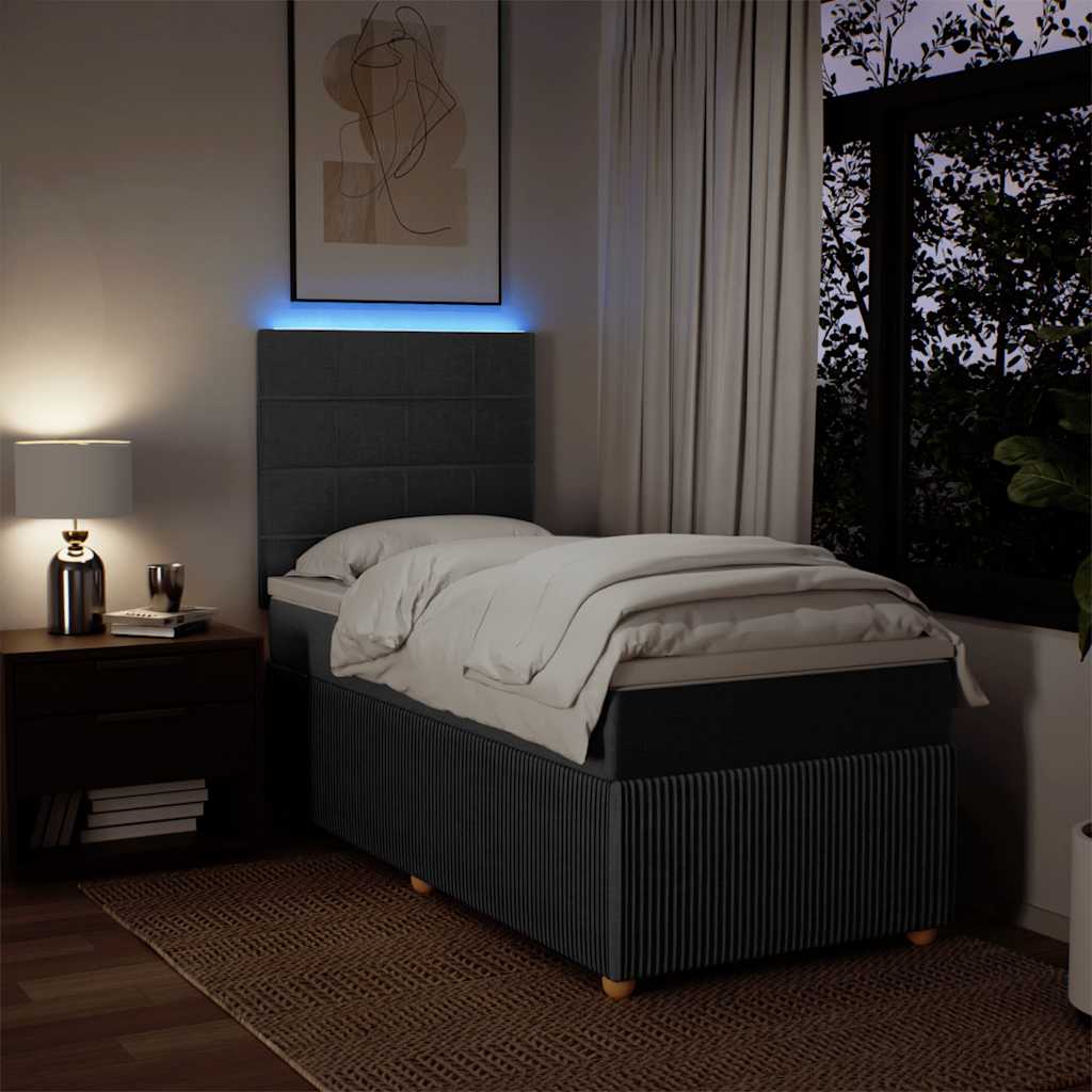 Boxspring met matras stof donkergrijs 90x200 cm – afbeelding 4