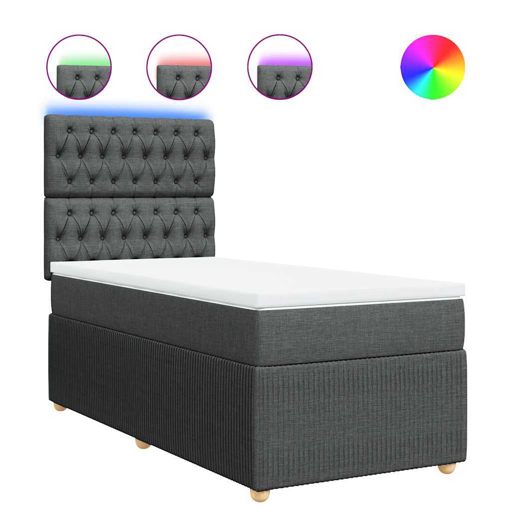 Boxspring met matras stof donkergrijs 90x200 cm – afbeelding 2
