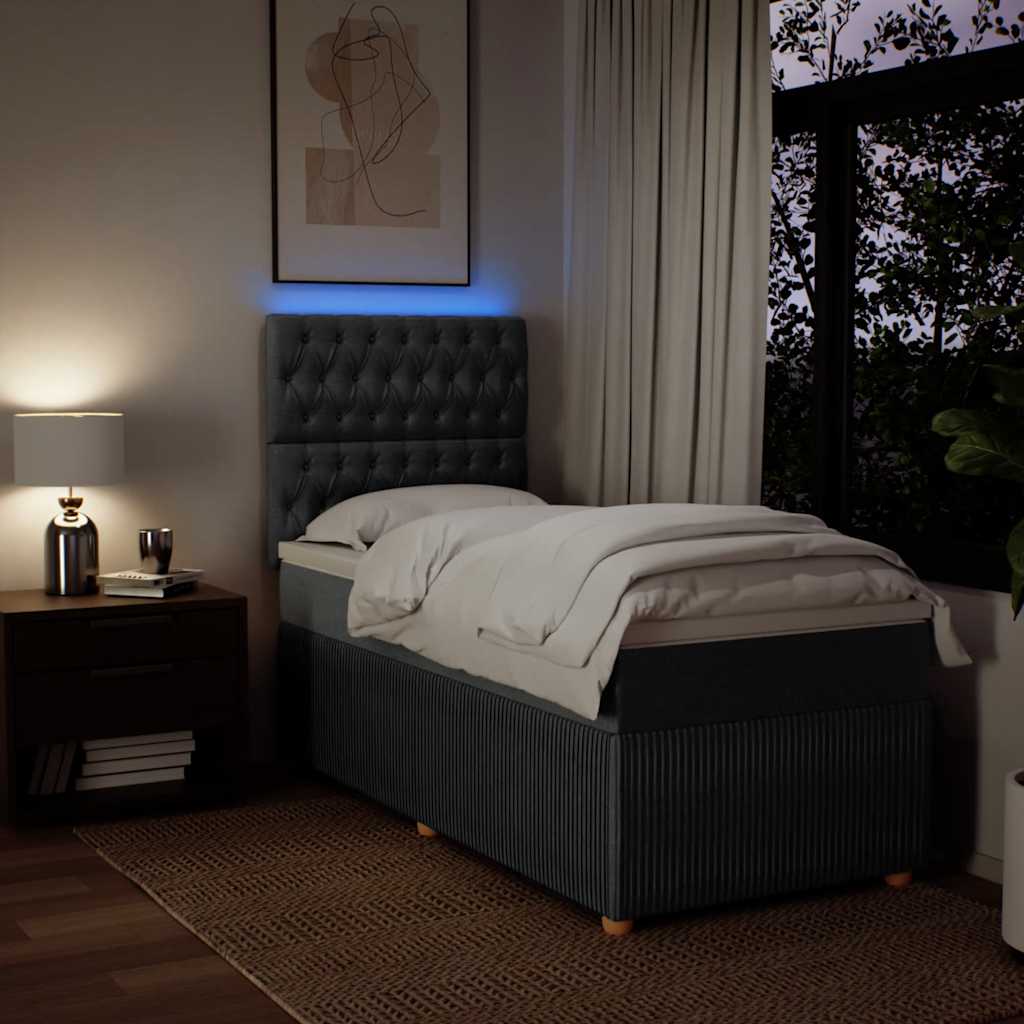 Boxspring met matras stof donkergrijs 90x200 cm – afbeelding 4