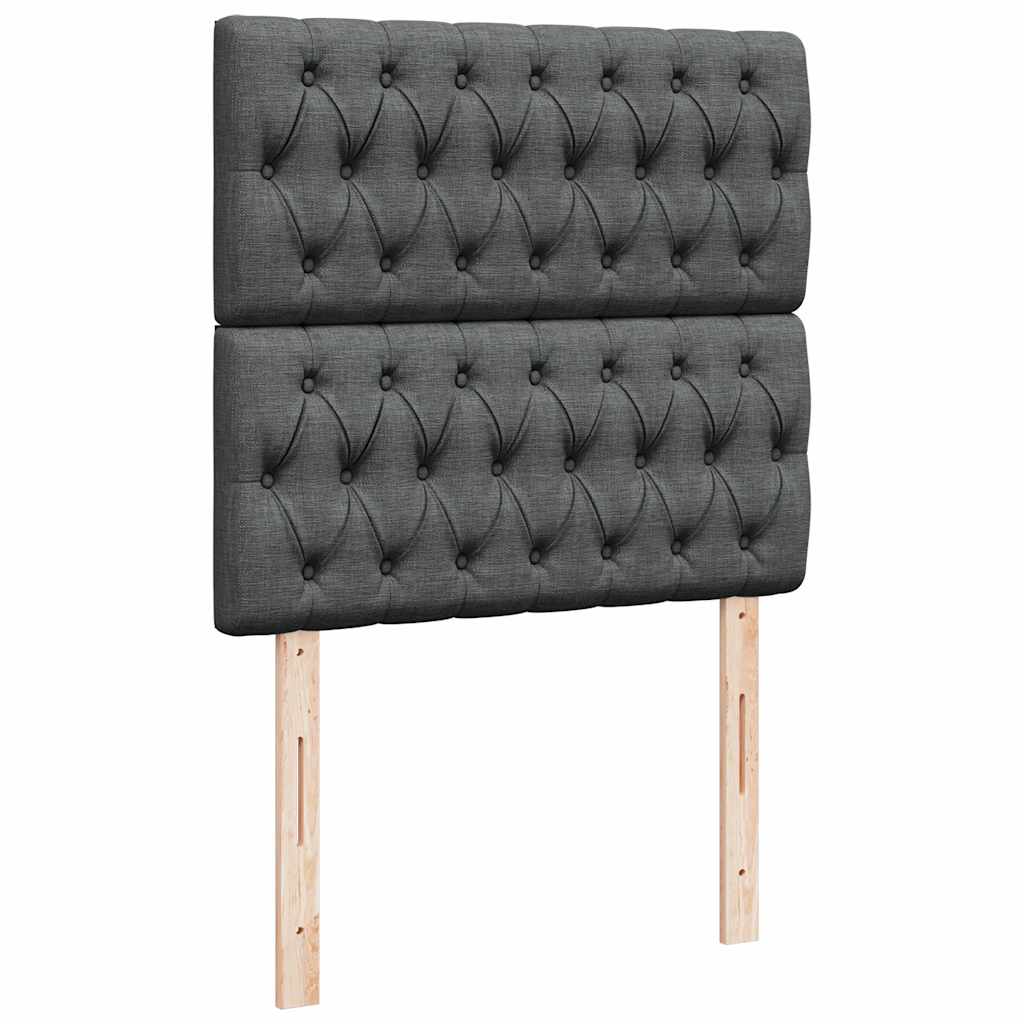 Boxspring met matras stof donkergrijs 90x200 cm – afbeelding 9