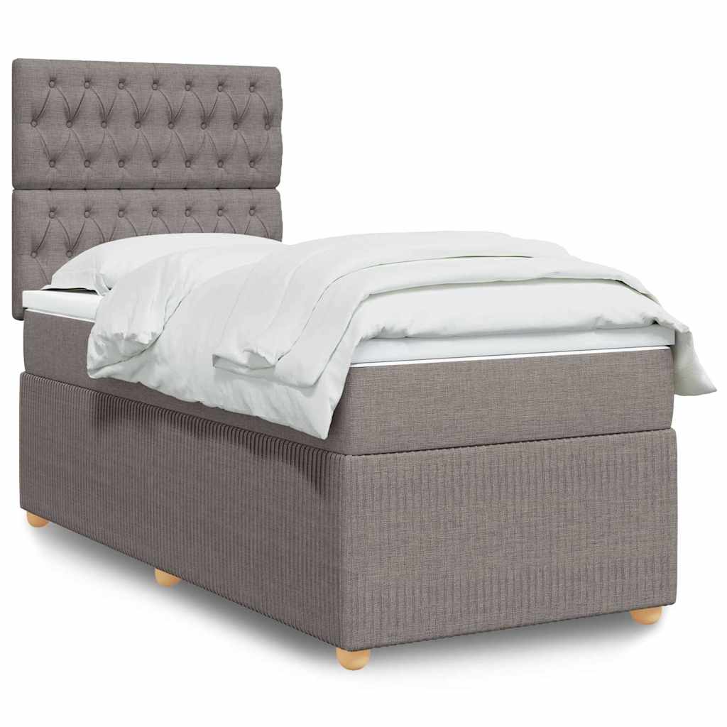 Boxspring met matras stof taupe 90x200 cm – afbeelding 1