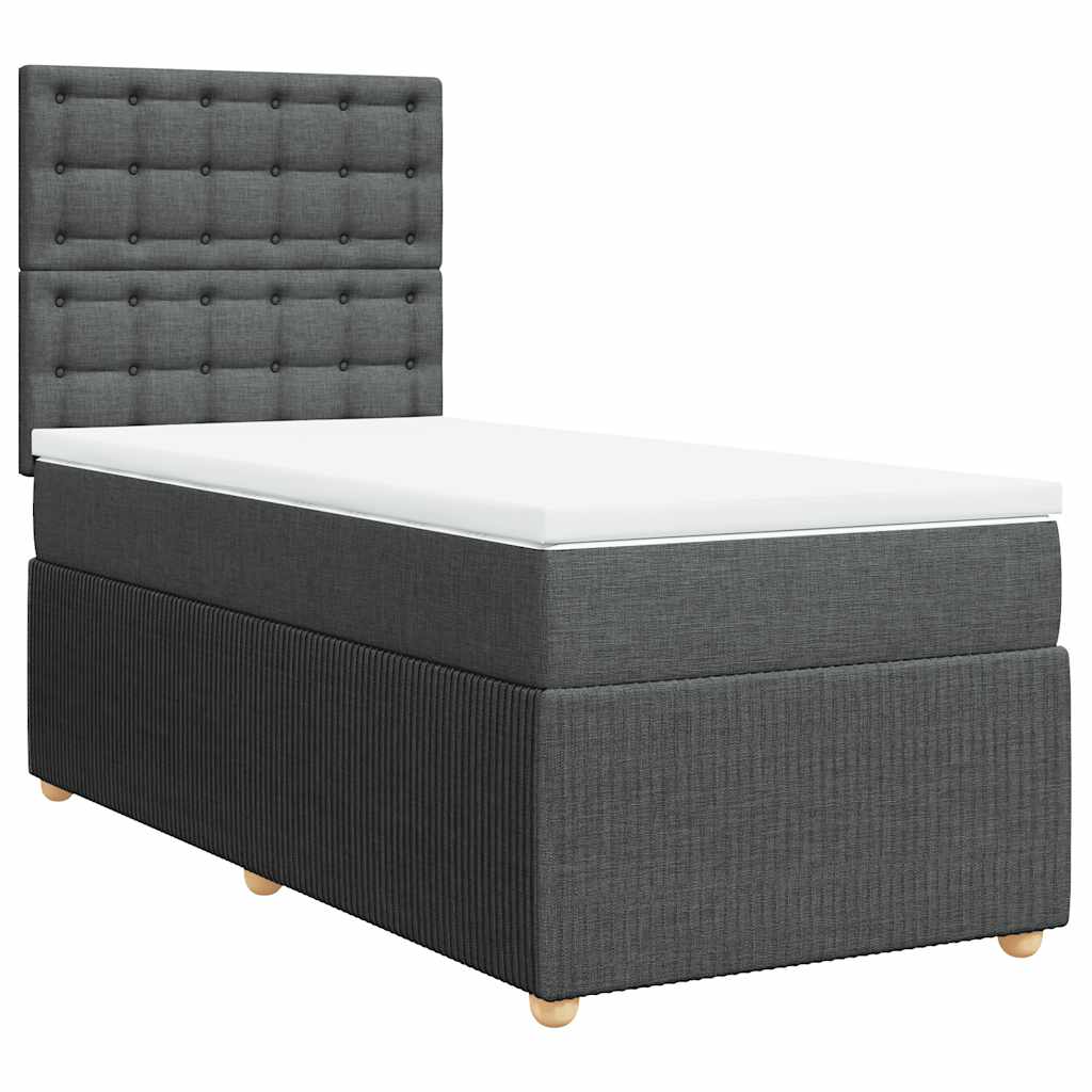 Boxspring met matras stof donkergrijs 90x200 cm – afbeelding 3