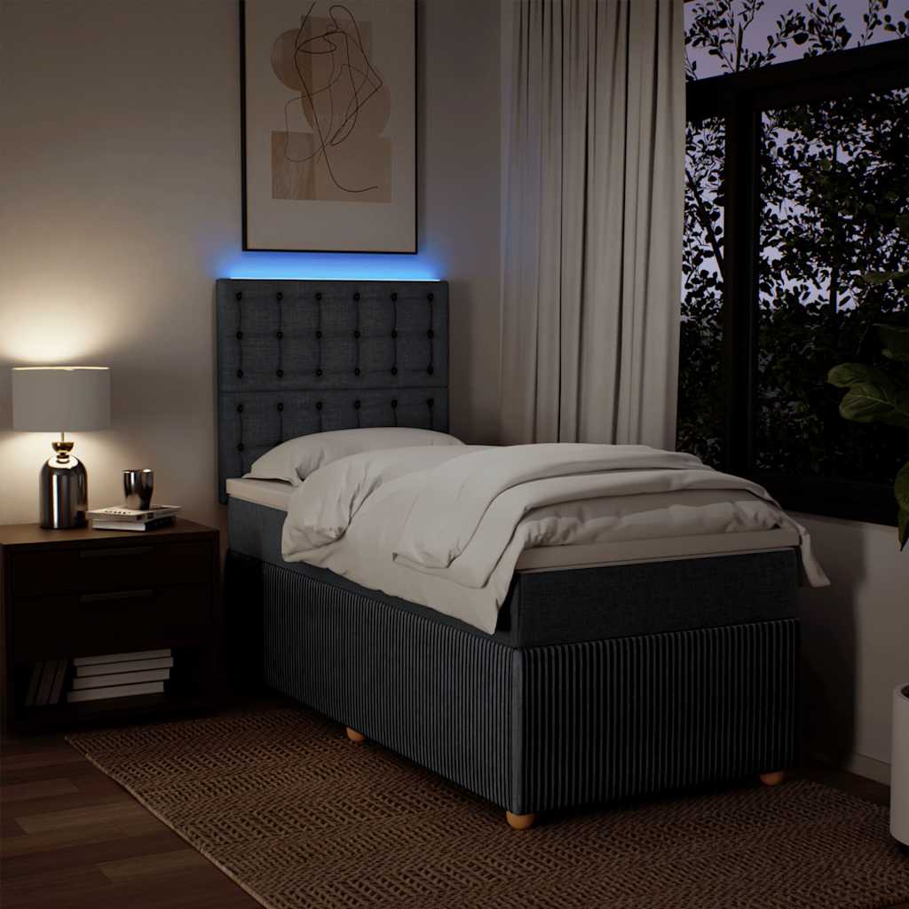 Boxspring met matras stof donkergrijs 90x200 cm – afbeelding 4
