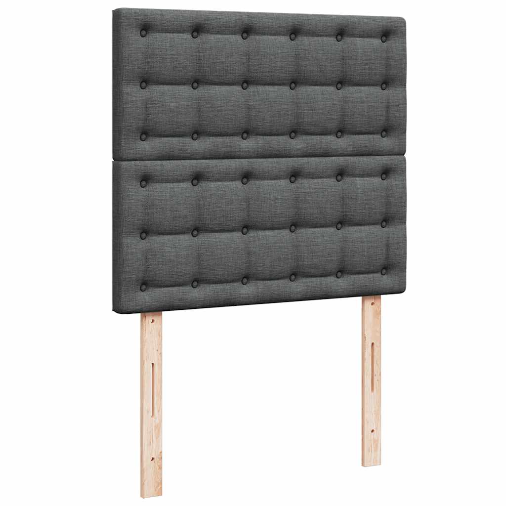 Boxspring met matras stof donkergrijs 90x200 cm – afbeelding 9