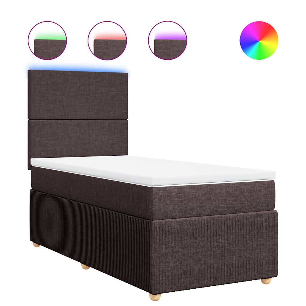 Boxspring met matras stof donkerbruin 100x200 cm – afbeelding 2