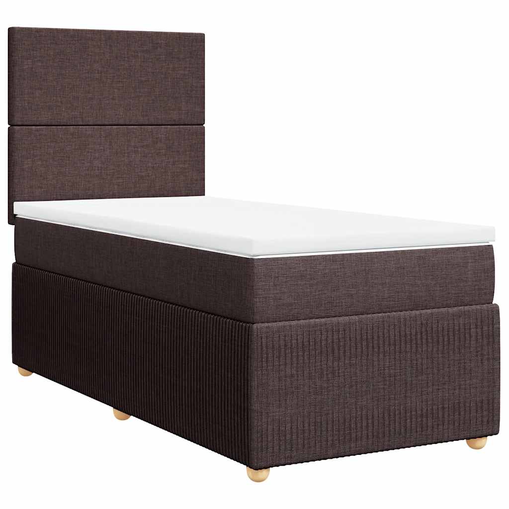 Boxspring met matras stof donkerbruin 100x200 cm – afbeelding 3