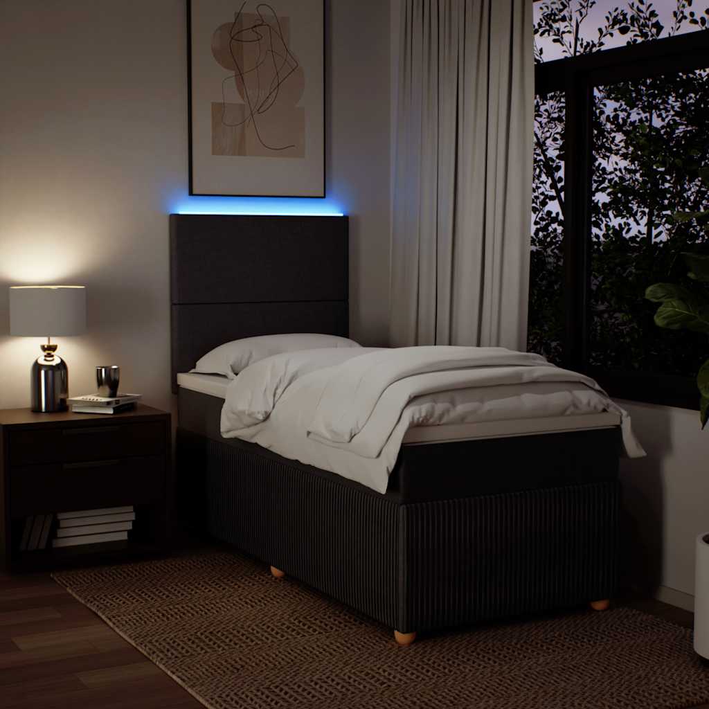 Boxspring met matras stof donkerbruin 100x200 cm – afbeelding 4
