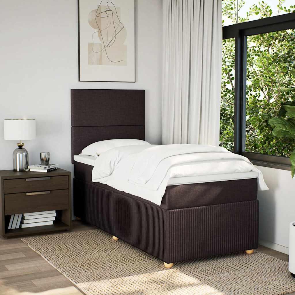 Boxspring met matras stof donkerbruin 100x200 cm – afbeelding 5
