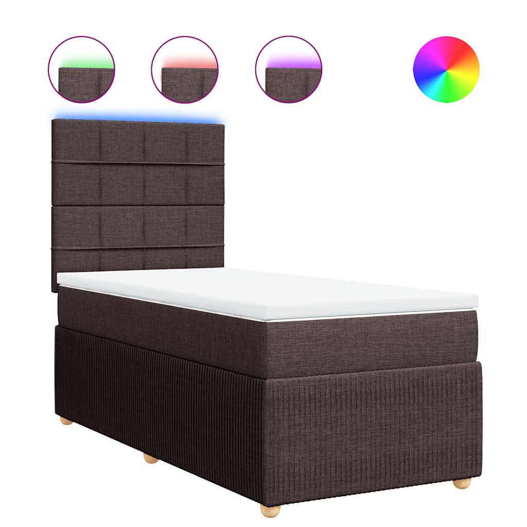 Boxspring met matras stof donkerbruin 100x200 cm – afbeelding 2