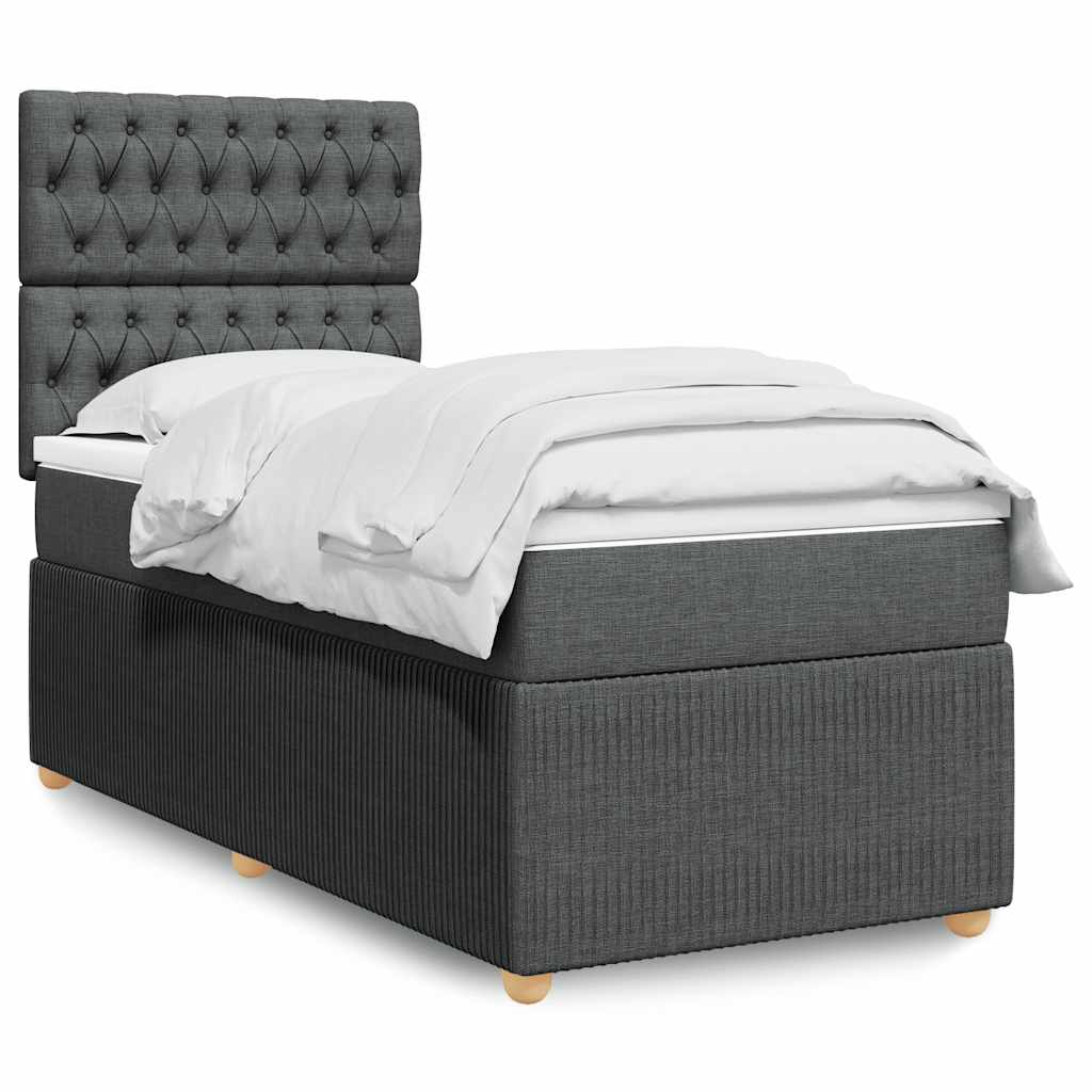 Boxspring met matras stof donkergrijs 100x200 cm – afbeelding 1