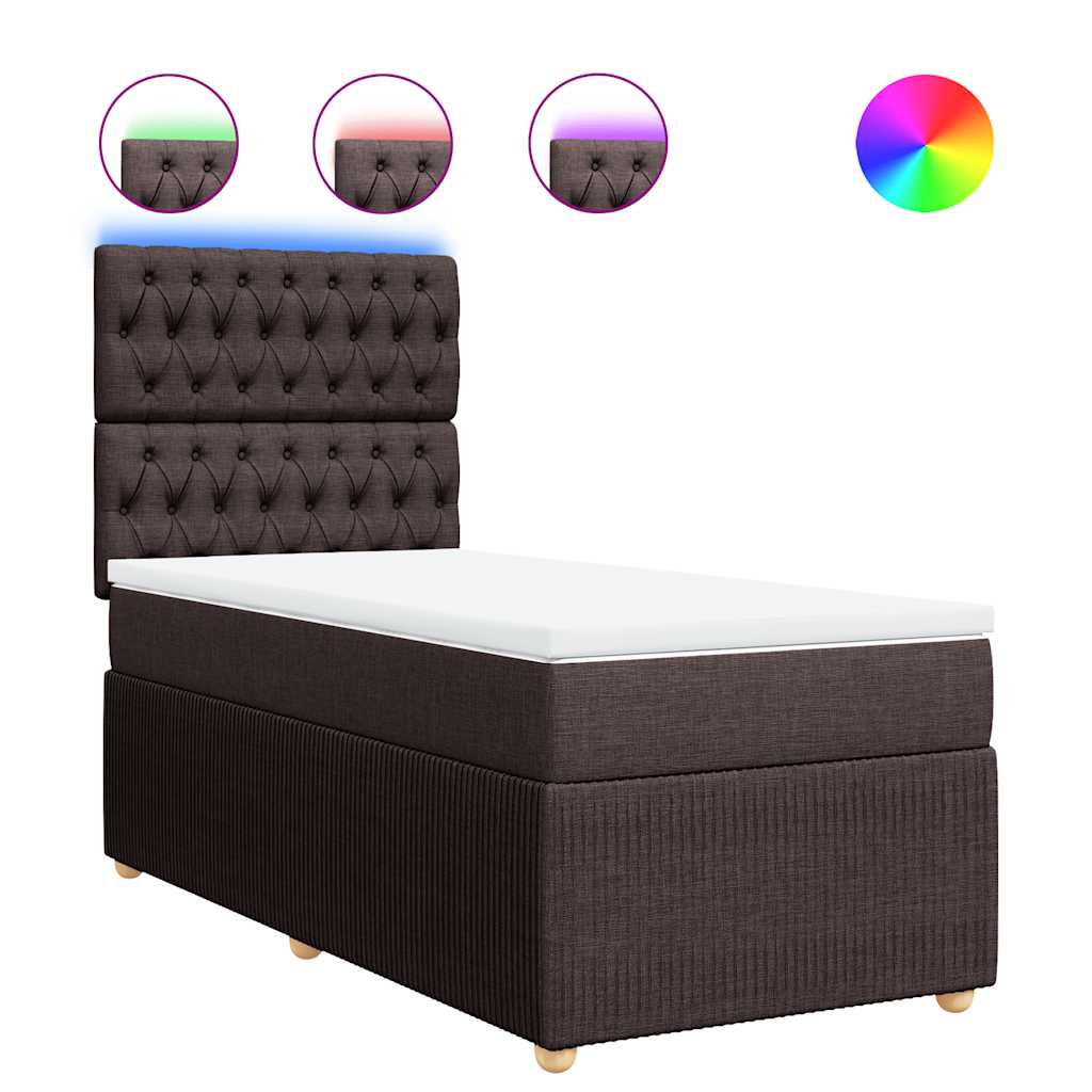 Boxspring met matras stof donkerbruin 100x200 cm – afbeelding 2