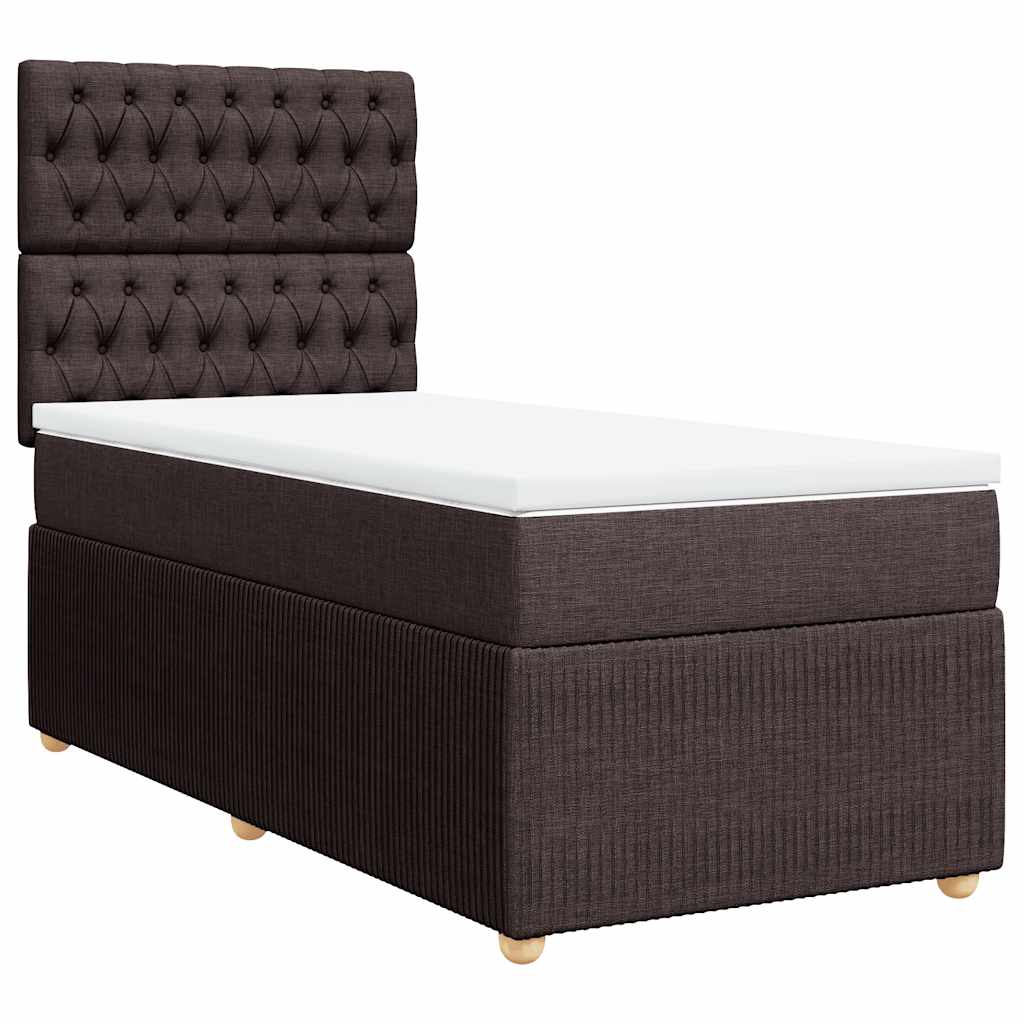 Boxspring met matras stof donkerbruin 100x200 cm – afbeelding 3