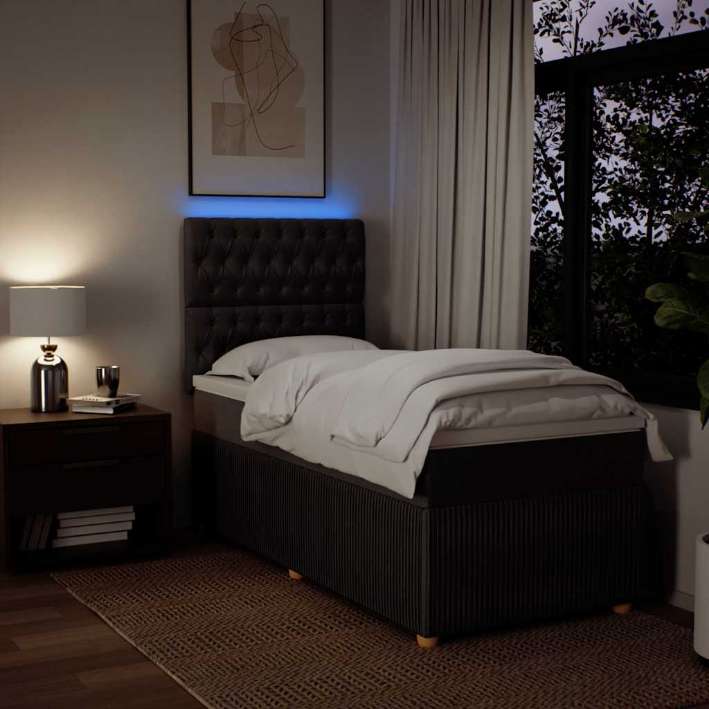 Boxspring met matras stof donkerbruin 100x200 cm – afbeelding 4