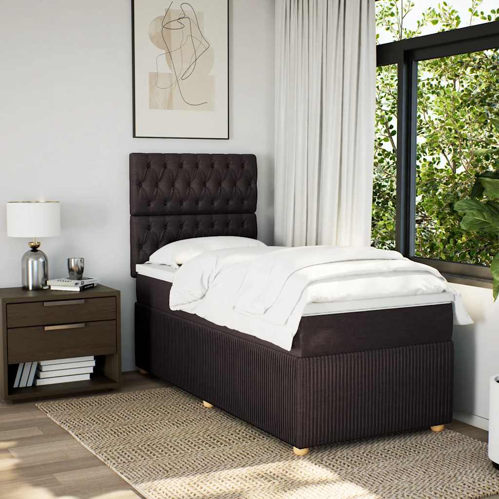Boxspring met matras stof donkerbruin 100x200 cm – afbeelding 5