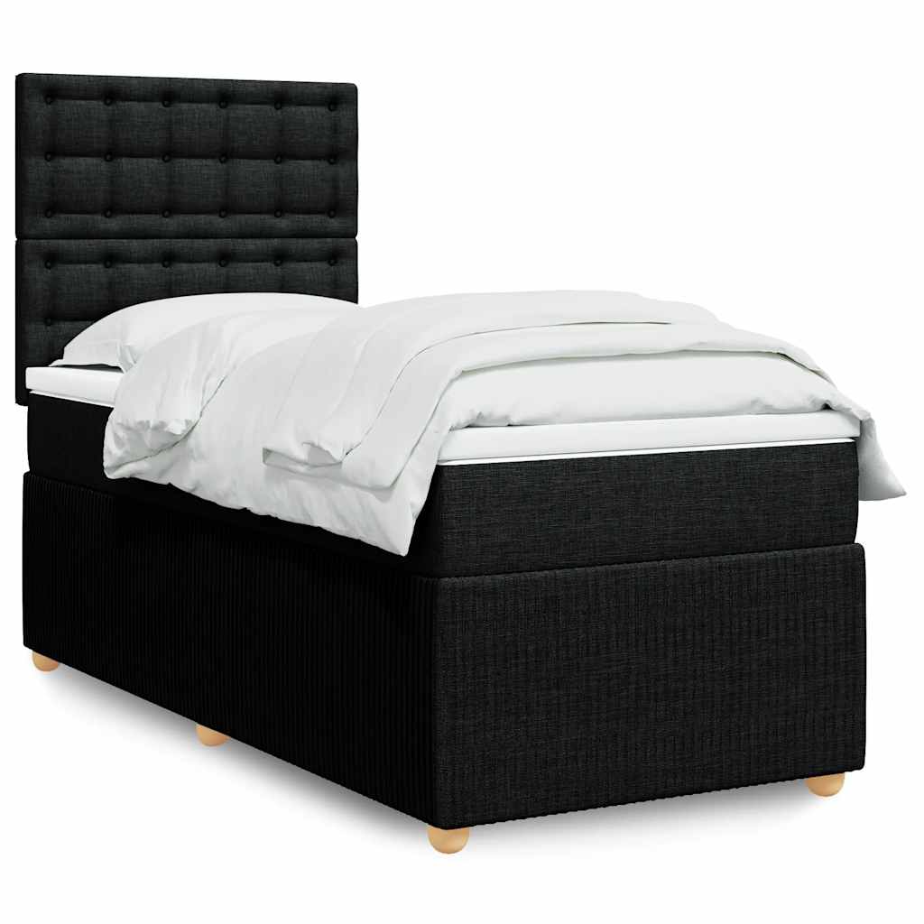 Boxspring met matras stof zwart 100x200 cm – afbeelding 1