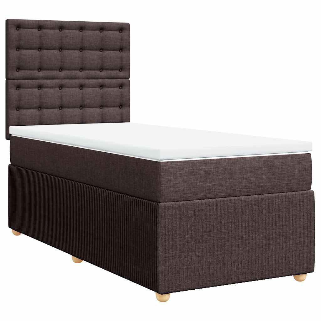 Boxspring met matras stof donkerbruin 100x200 cm – afbeelding 3