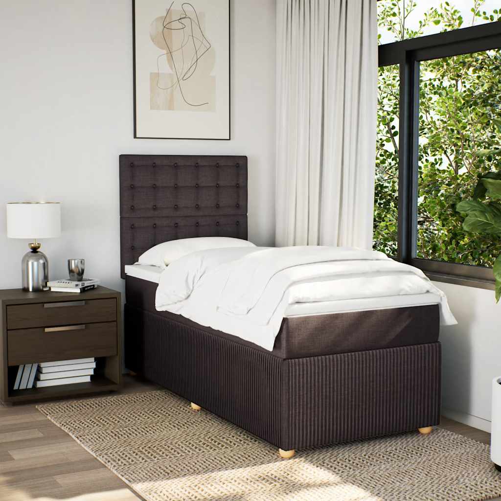 Boxspring met matras stof donkerbruin 100x200 cm – afbeelding 4